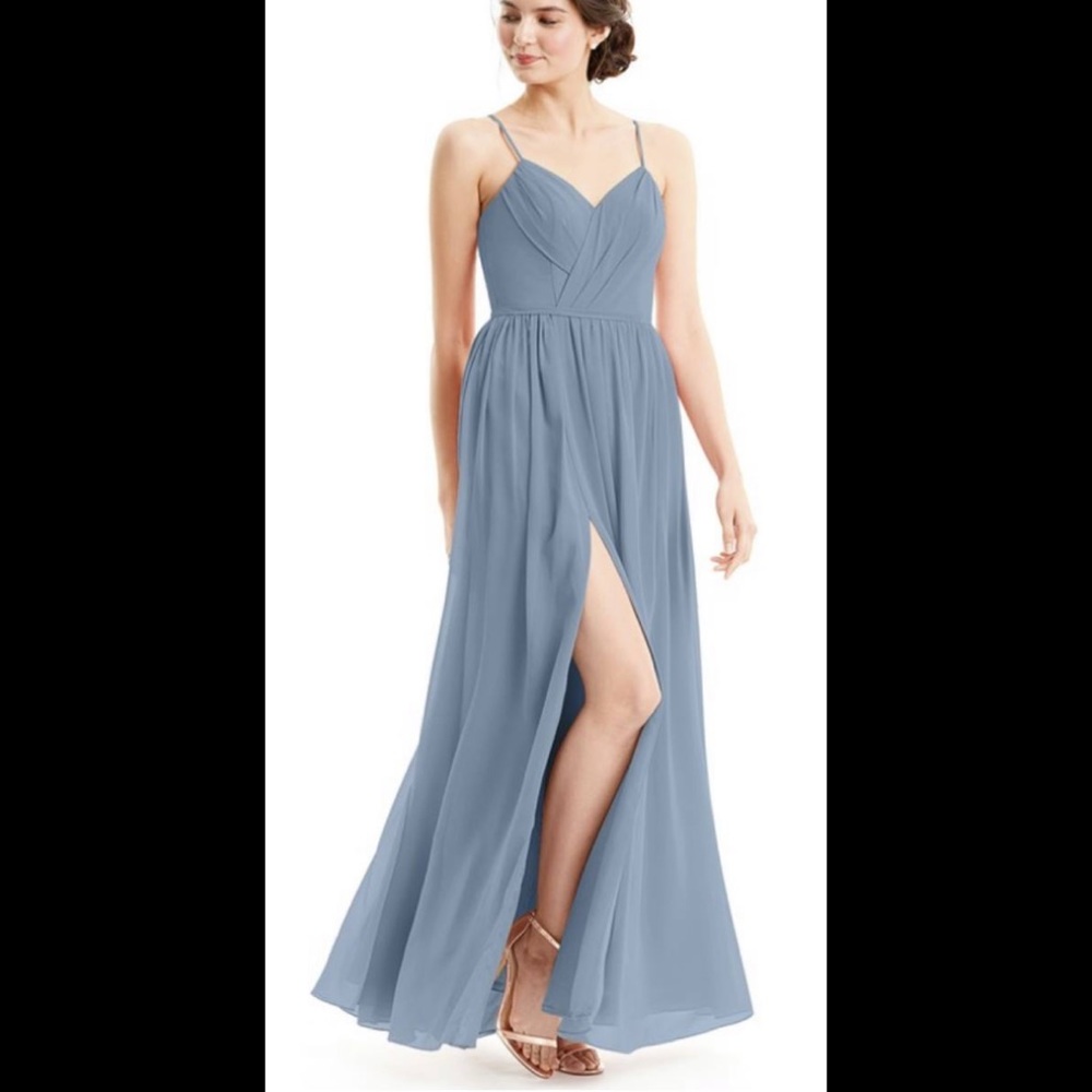 Azazie Cora Dusty Blue Dress